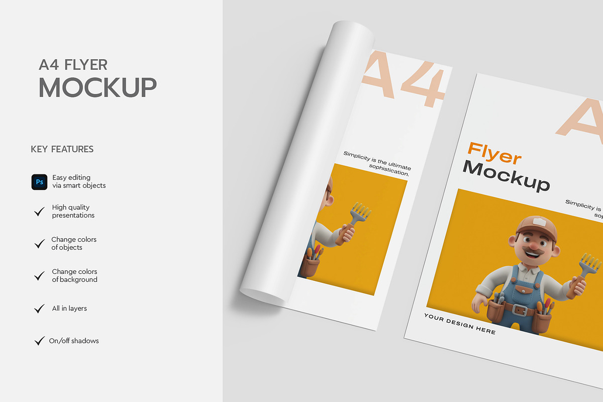 Modern A4 Flyer Poster Mockup, a Product Mockup by graphypix (Photo 2 of 4)