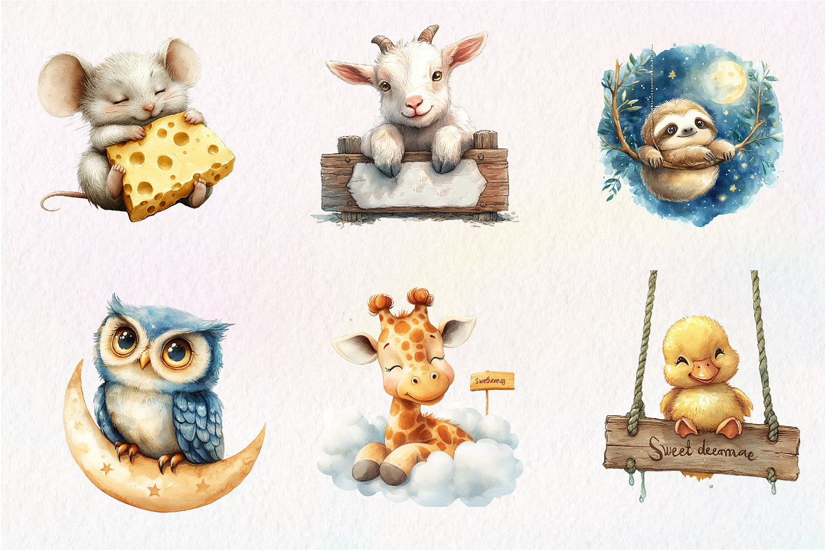 Sleepy Animals, Sweet Dreams Sign, an Illustration by CreationArt (Photo 7 of 9)