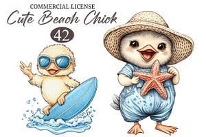 Cute Beach Chick PNG Clipart, an Illustration by designcity5