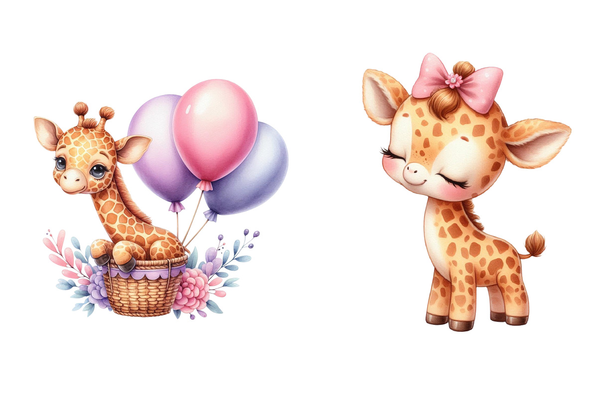 Baby giraffe watercolor clipart, an Illustration by CreationArt (Photo 5 of 5)
