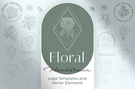 Floral logo elements and templates