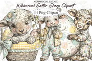 Whimsical Easter Sheep Clipart, an Illustration by designcity5 (Thumbnail 1 of 5)