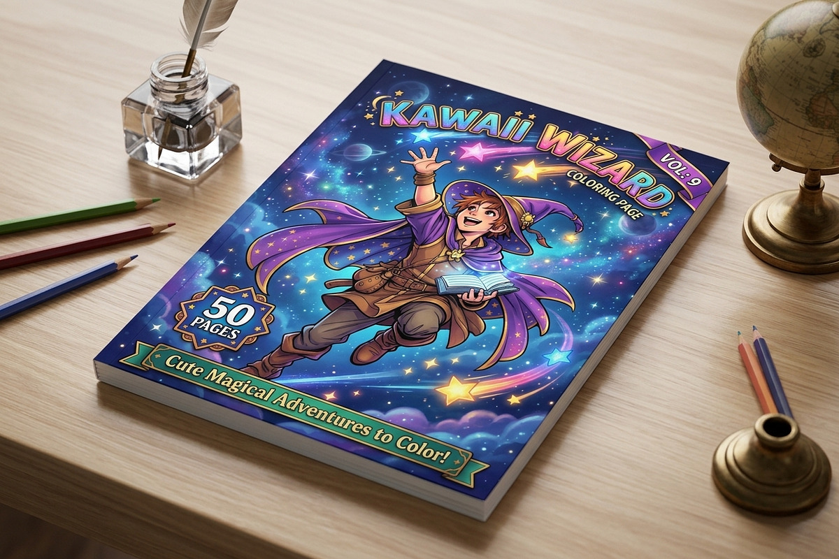 Cute Wizard Coloring Book Page Vol9, a Seasonal Illustration by ikarifq shop (Photo 2 of 5)