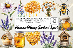 Summer Honey Garden Clipart, an Illustration by DreamPrint404