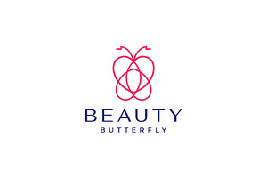 Beautiful Insect Butterfly Love Logo