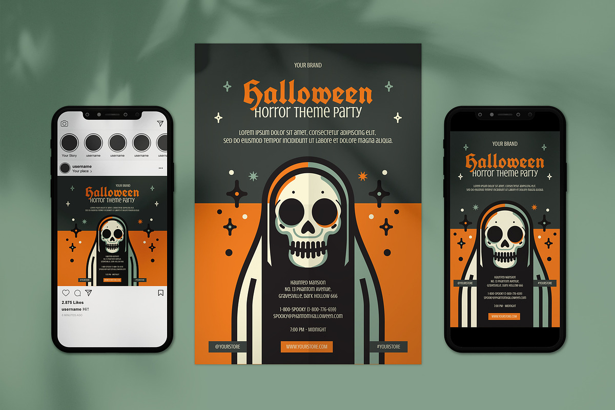 Halloween Poster + Social Media, a Social Media Template by Juru Rancang Graphic (Photo 1 of 2)