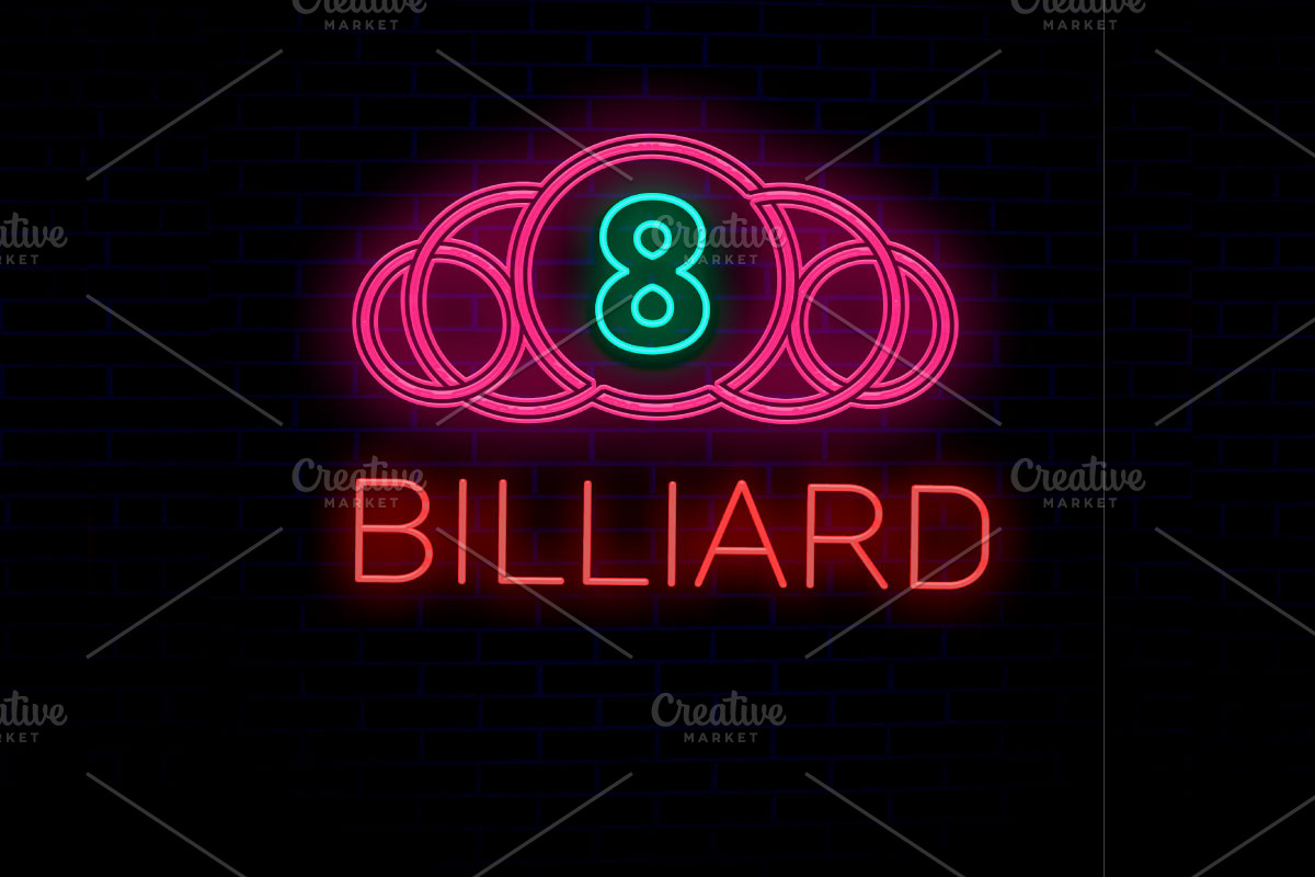 Billiard Neon Sign PSD Editable Text, a Layer Style Add-On by TrueVector
