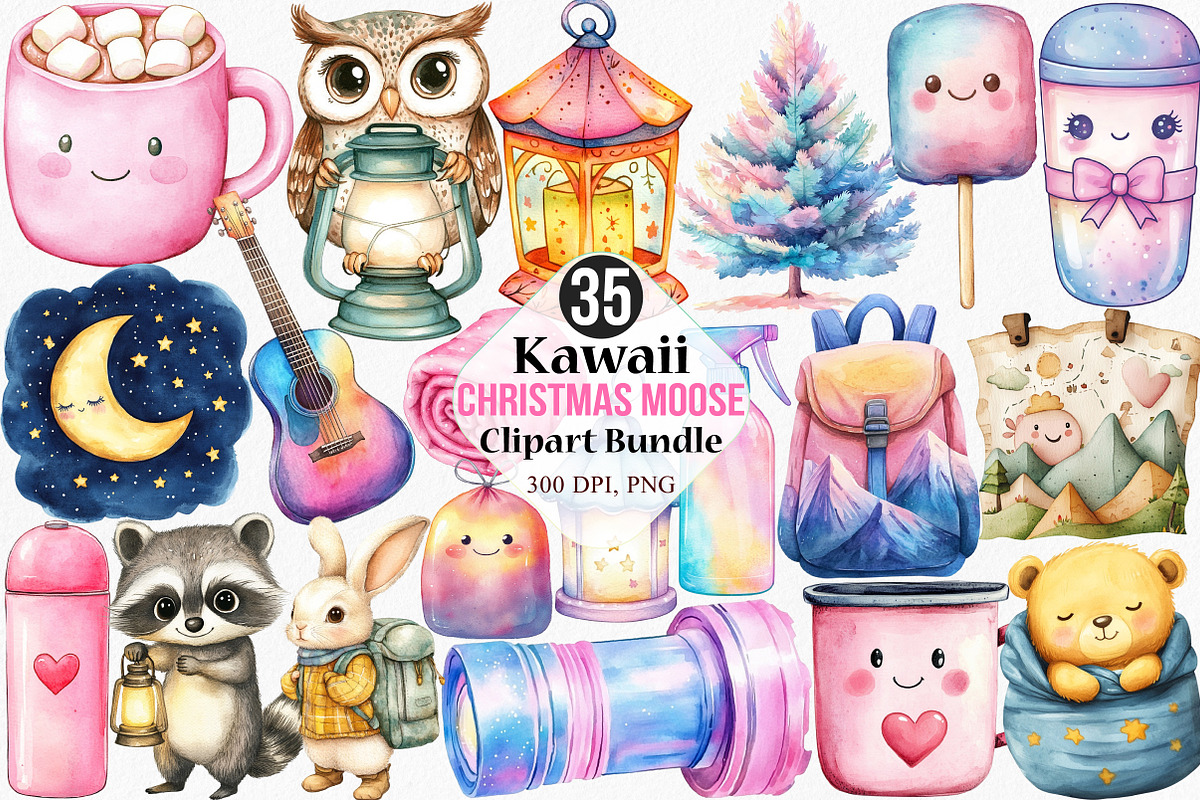 Kawaii Camping Clipart Bundle, an Illustration by Canvas Craft (Photo 1 of 7)