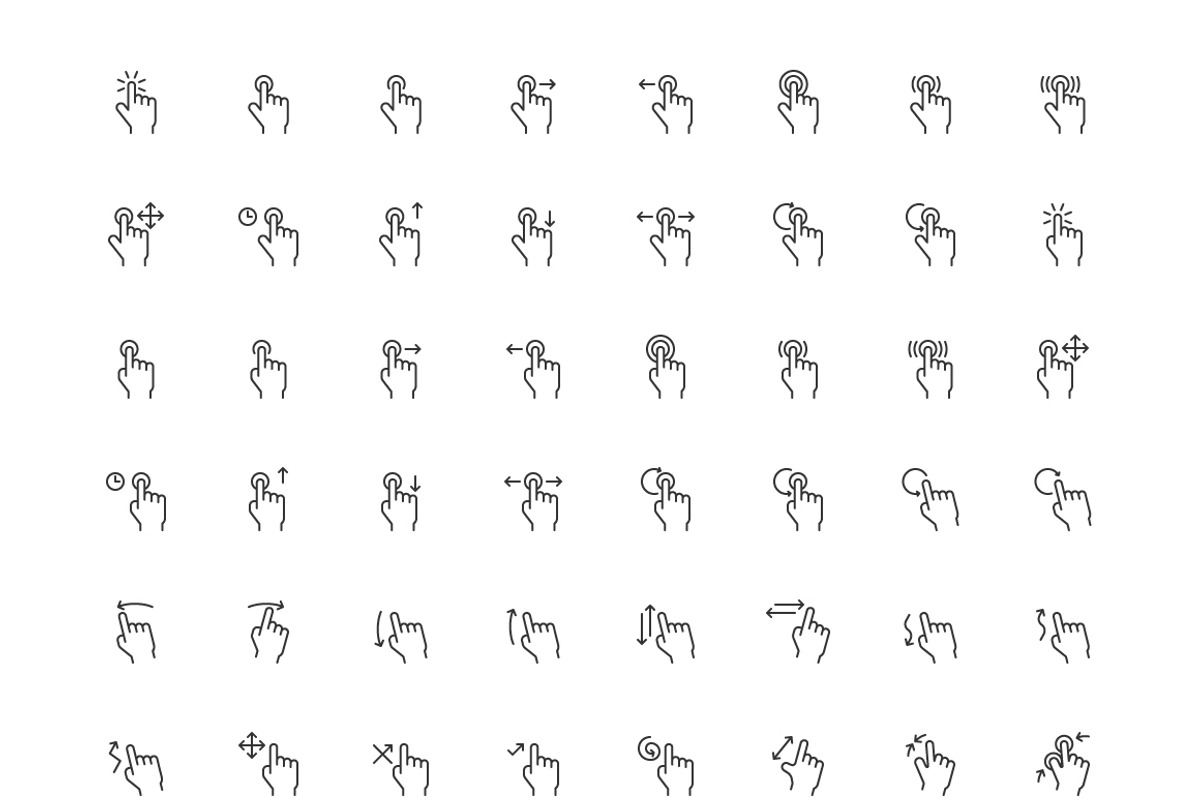 Hand Gesture Icons, an Outline Icon by eucalyp (Photo 3 of 3)