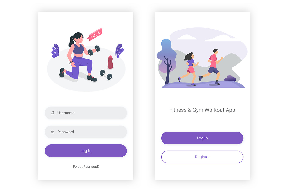 Fitness & Gym Workout Adobe XD App, an UI Kit Template by themelove (Photo 3 of 9)