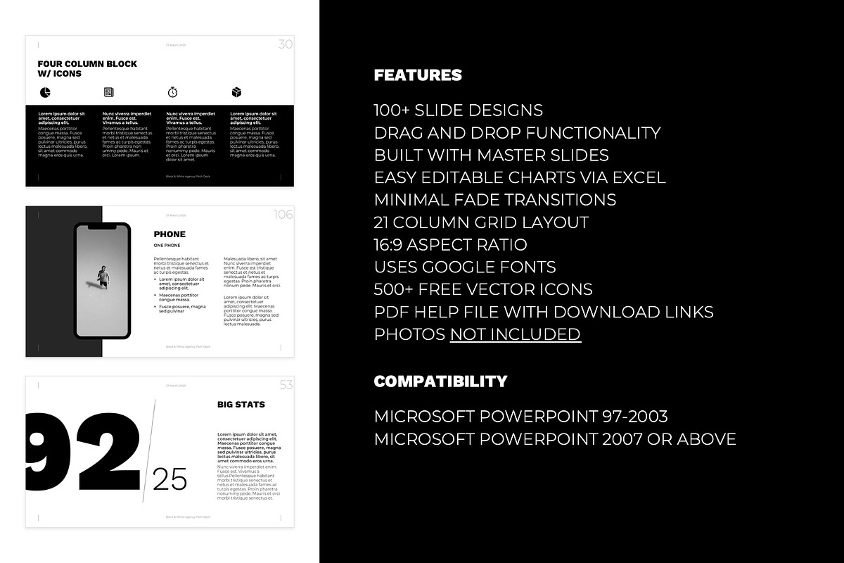 Striking B&W Pitch Deck Template, a Presentation Template by PresentationDesignStudio (Photo 2 of 15)