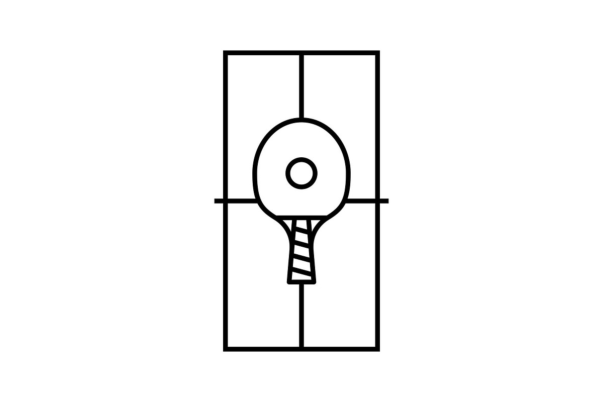 Tennis Court and Racket Lineart, a Sport Illustration by Buqancreative (Photo 4 of 4)