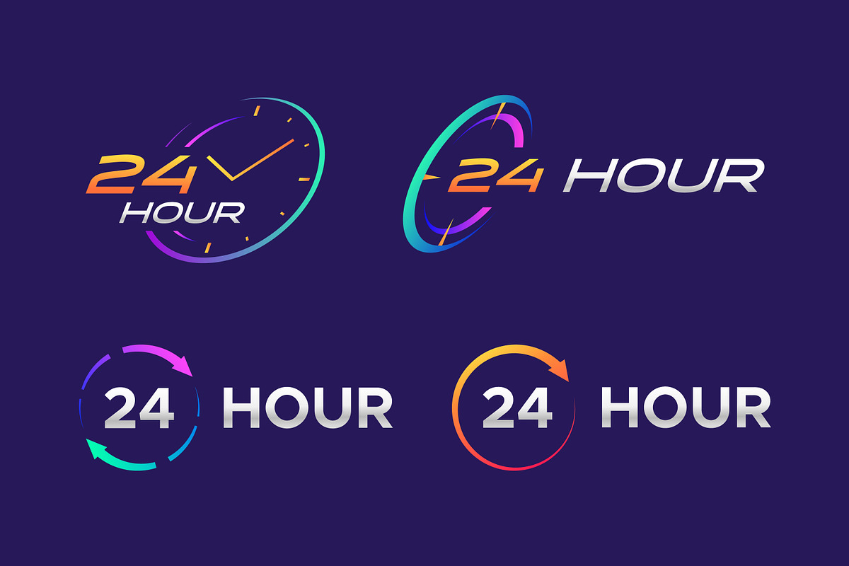 24 Hour Icon Service Time Logo, a Branding & Logo Template by Signatoro
