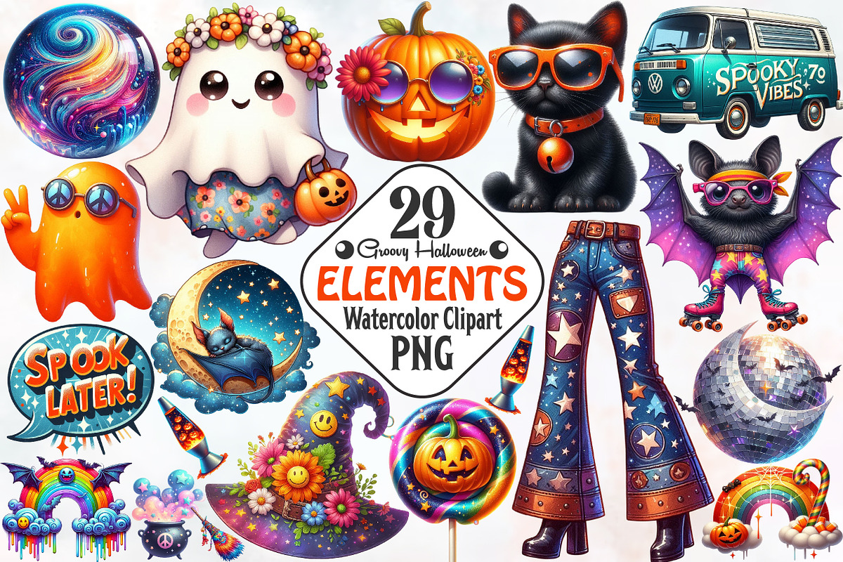 Groovy Halloween Element Clipart, an Illustration by RobertsArt (Photo 1 of 7)