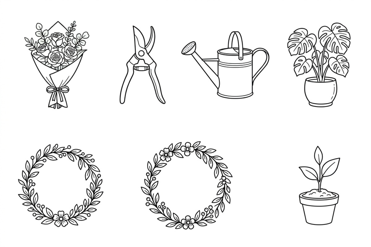 Bundles Set Flower Market Icons, an Outline Icon by adenpinkstore (Photo 7 of 12)