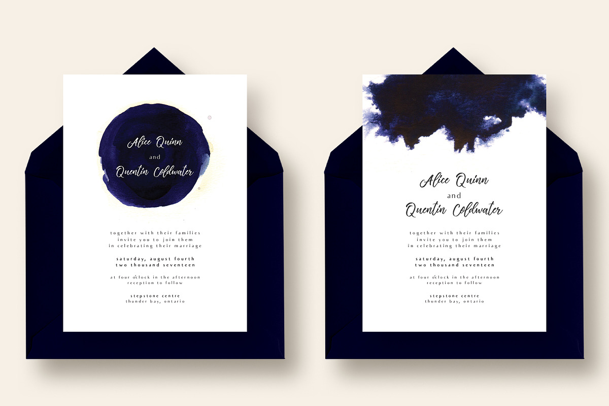 Chic Indigo Ink Wedding Suite, an Invitation Template by Knotted Design (Photo 4 of 6)