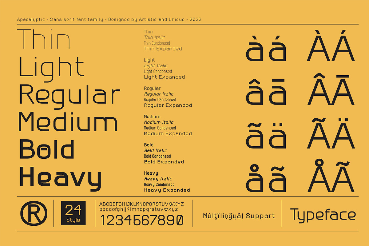 Apocalyptic - Sans Serif Font Family, a Sans Serif Font by Artistic & Unique (Photo 3 of 14)