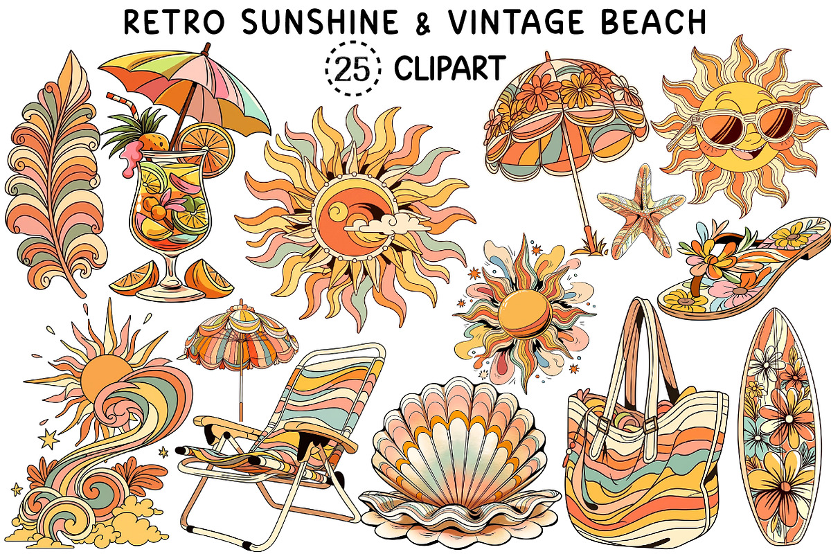 Retro Sunshine & Vintage Beach Png, an Object Illustration by Creative Art (Photo 1 of 7)