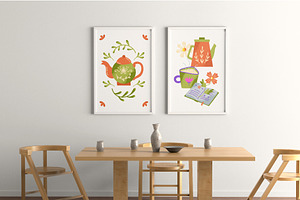 Books And Tea Vector Collection