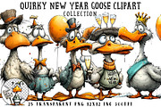 Quirky New Year Goose Clipart, an Illustration by OK Design (Thumbnail 1 of 6)