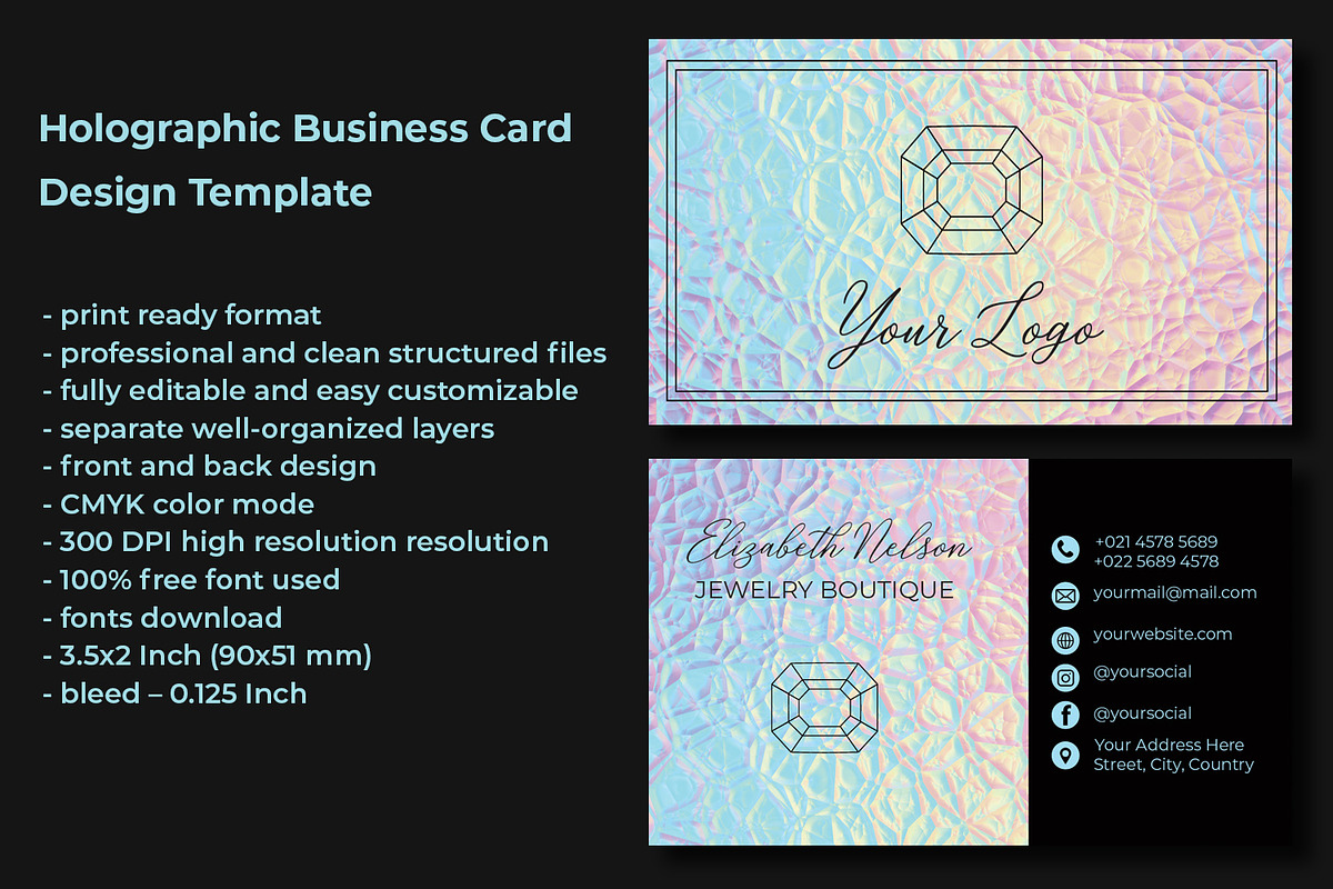 Holographic Business Card Design, a Business Card Template by Kseniya-Omega (Photo 2 of 4)
