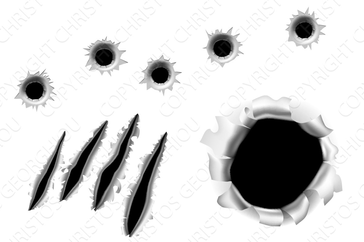 Bullet holes and claw rips, an Illustration by Christos Georghiou (Photo 1 of 4)