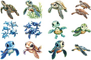 Watercolor Turtle Clipart Bundle, an Illustration by Pixels.Craft (Thumbnail 3 of 5)