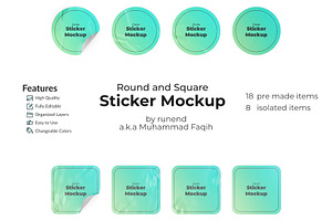 Adhesive Stickers Set Mockup, a Cups & Container Mockup by Runend