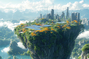 Innovative eco-city built on a float, a Photo by Tanuart