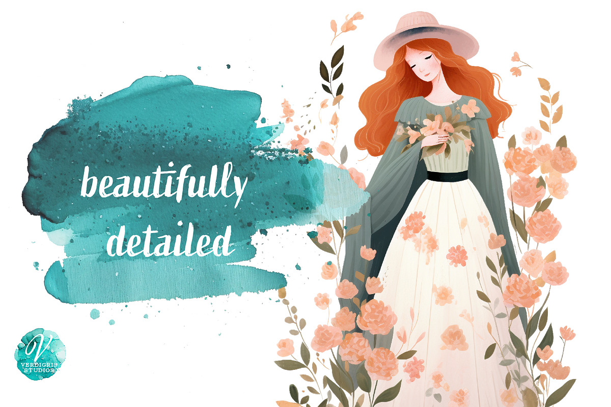Garden Girls Clipart, a Person Illustration by Verdigris Studios (Photo 4 of 4)