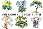Watercolor Cute Safari Clipart, an Illustration by OK Design (Thumbnail 3 of 6)