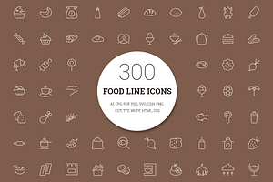 300 Food Line Icons