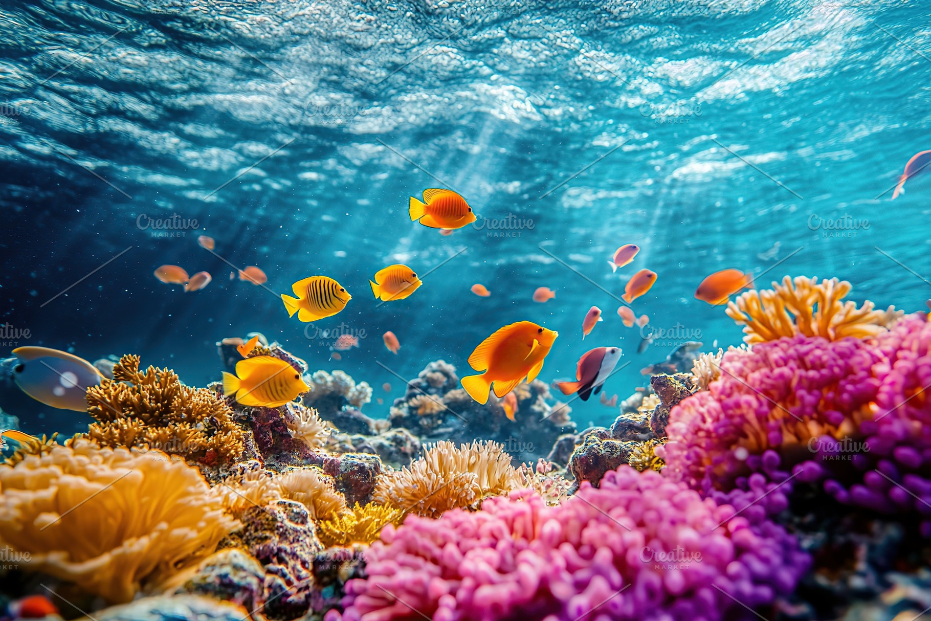 Colorful underwater paradise filled with vibrant coral and diverse marine life, an Animal Photo by AlyaAnd