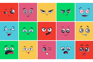 Cartoon Face Expressions. Surprising