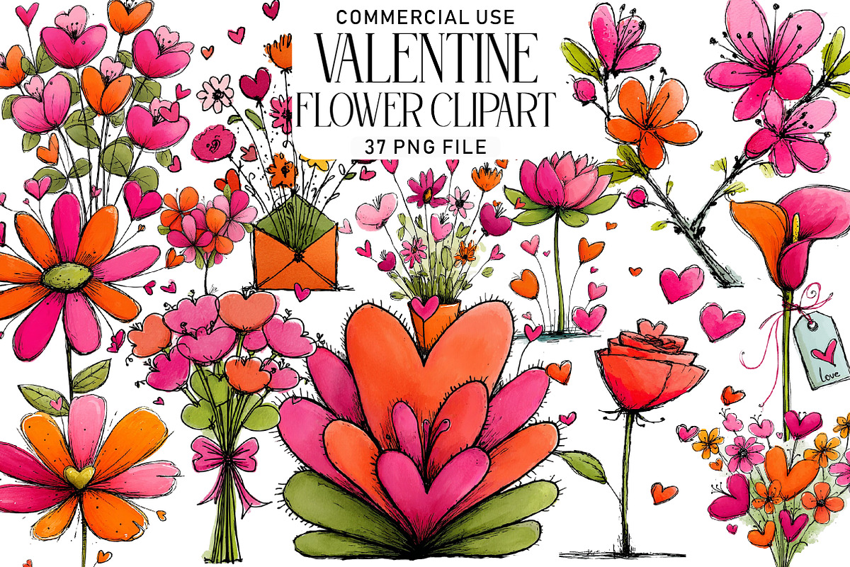 Valentine Flower Clipart, an Illustration by Daily.Designs (Photo 1 of 5)