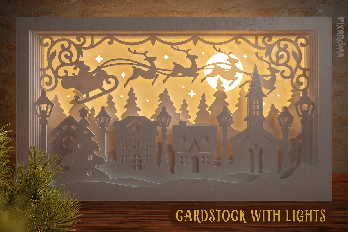 Christmas Village 3D Layered SVG Cut, an Illustration by pixaroma (Photo 9 of 16)