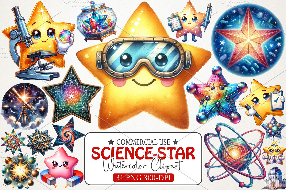 Science-Star-Clipart, an Illustration by RobertsArt (Photo 1 of 7)