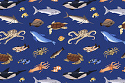 Fishes set + sea life backgrounds, an Animal Illustration by PaperTrident (Thumbnail 8 of 8)