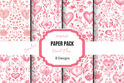 Pink Heart Toile Print, a Pattern Graphic by Paper & Pattern Studio (Thumbnail 1 of 8)
