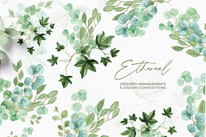 Watercolor Greenery Foliage Bundle