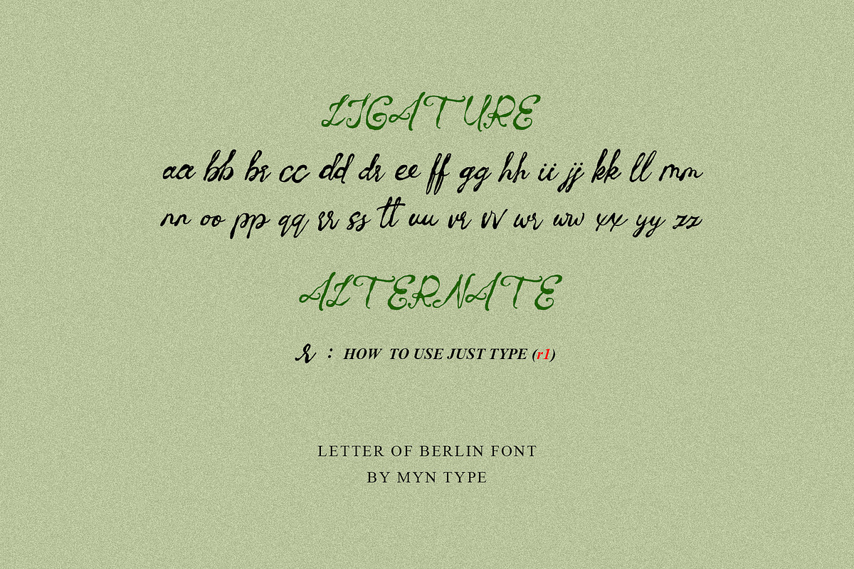 Letter of Berlin Classic Script Font, a Script Font by Myn Type (Photo 14 of 14)