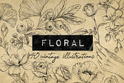 40 Vintage Floral Illustrations, an Illustration by Hatch Design Workshop (Thumbnail 1 of 15)