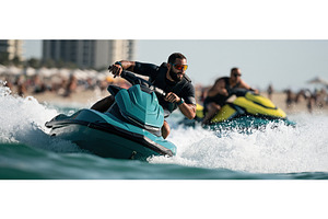 Men Racing Jet Skis on Ocean Waves, a Sports & Recreation Photo by piter.goskov