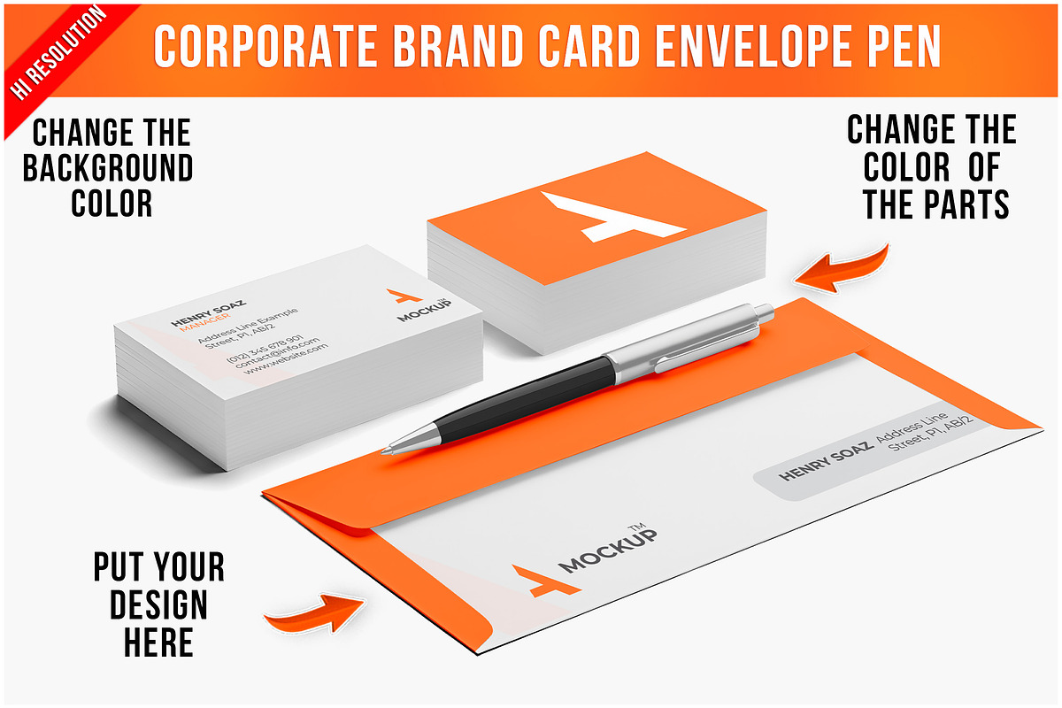 Corporate Brand Card Envelope Pe PSD, a Product Mockup by Bruno's Shop