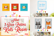 3 Size Posters Mock-up ( Kids Room ), a Product Mockup by ISDESIGN (Thumbnail 1 of 6)