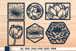 Laser-cut lotus wall decor SVG Bundl