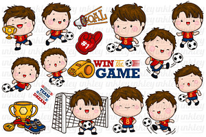 Soccer Clipart - Cute Sports, an Illustration by Inkley Studio