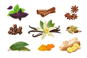 Realistic spices herbs. 3d cooking, a Food Illustration by Stock-Smart-Start