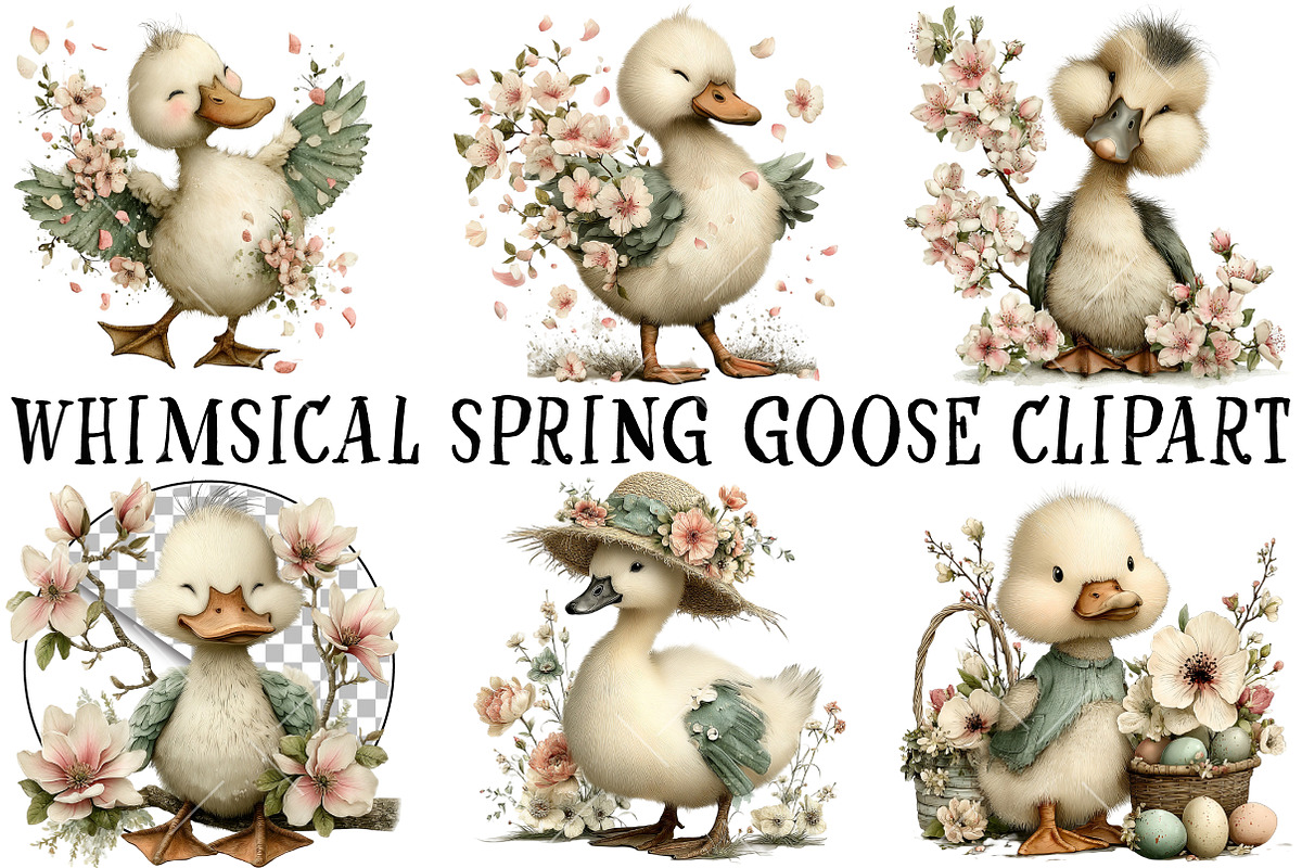 Whimsical Spring Goose Clipart, an Illustration by OK Design (Photo 2 of 6)