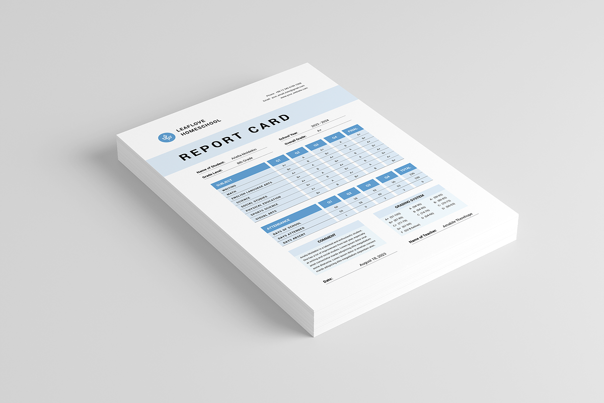 School Report Card, a Card Template by Leaflove (Photo 2 of 5)